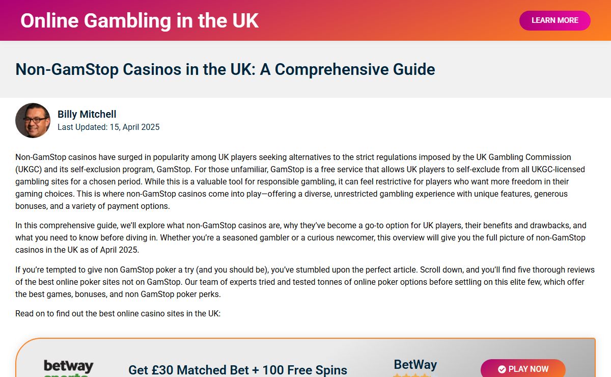 Non-GamStop Casinos in the UK: Full Guide for 2025