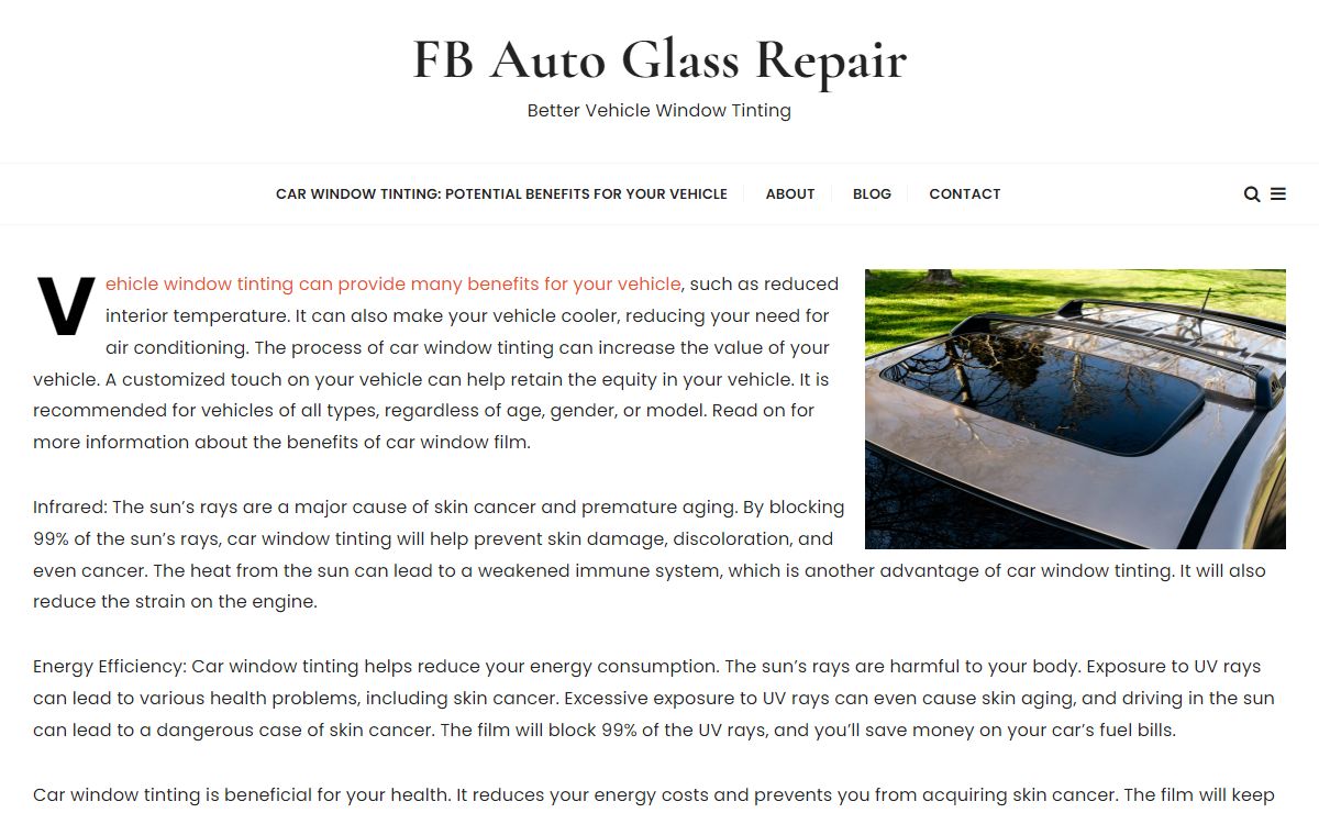 FB Auto Glass Repair – Better Vehicle Window Tinting