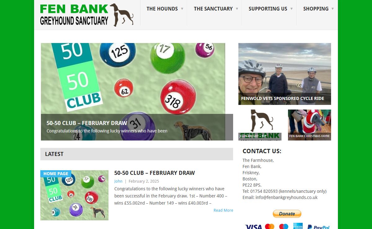 Fen Bank Greyhound Sanctuary – For the rescue and rehabilitation of ex-racing greyhounds in need.