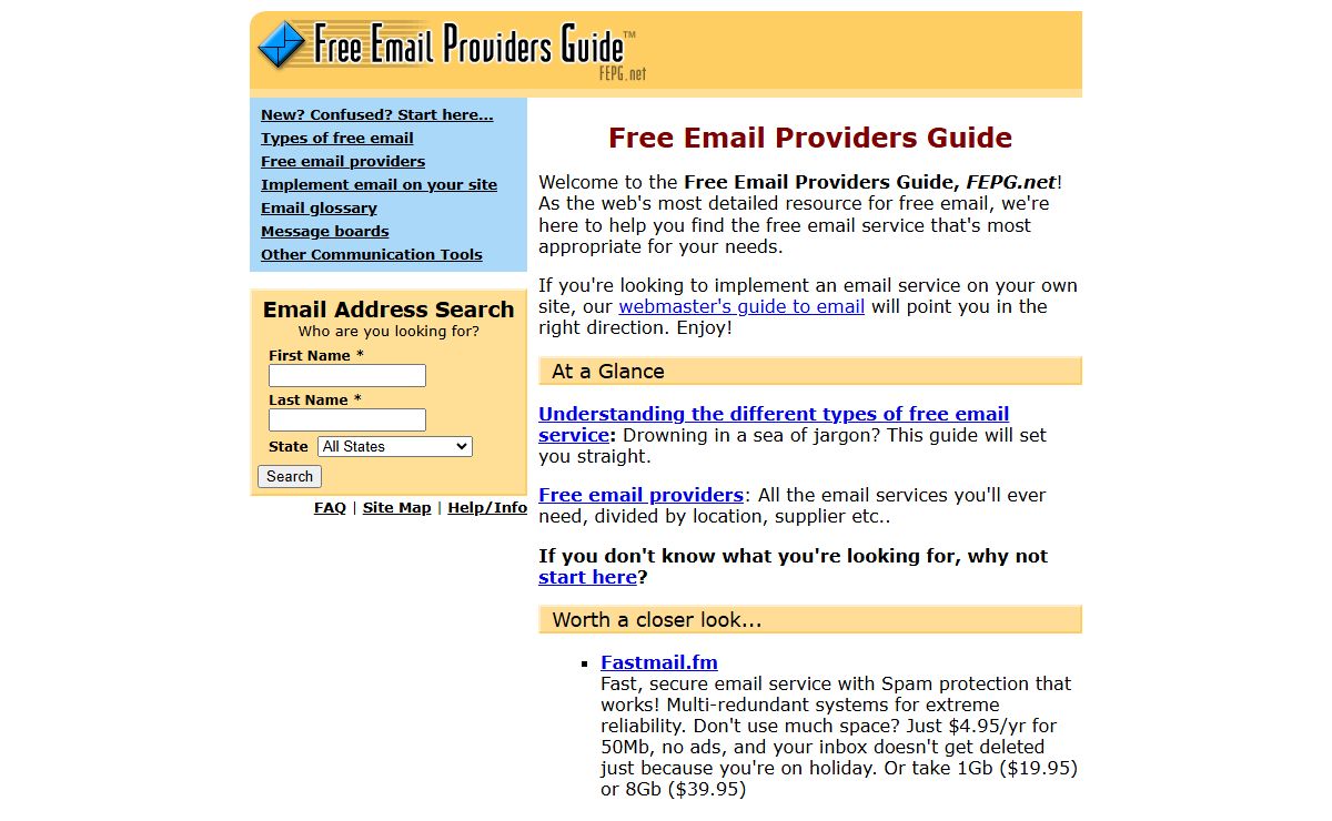 Free Email Providers Guide - Over 1400 providers from over 85 countries!