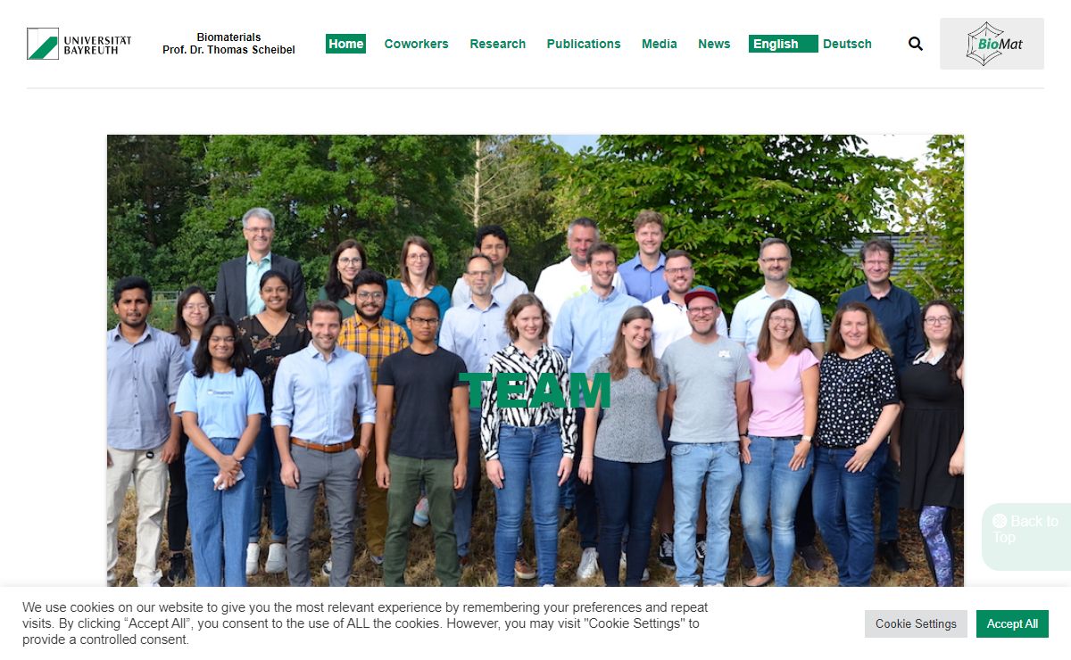 Fiberlab – Chair of Biomaterials Prof. Dr. Thomas Scheibel
