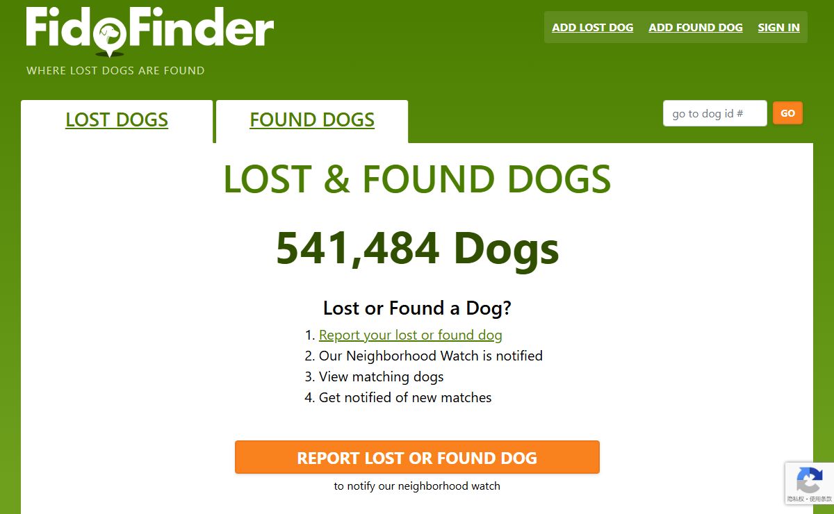 Lost and Found Dogs - Fido Finder