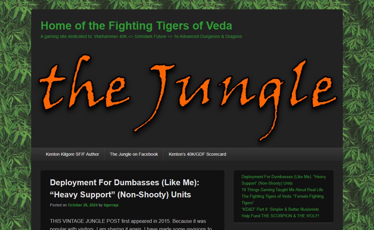 Home of the Fighting Tigers of Veda – A gaming site dedicated to: Warhammer 40K <> Grimdark Future <> 1e Advanced Dungeons & Dragons