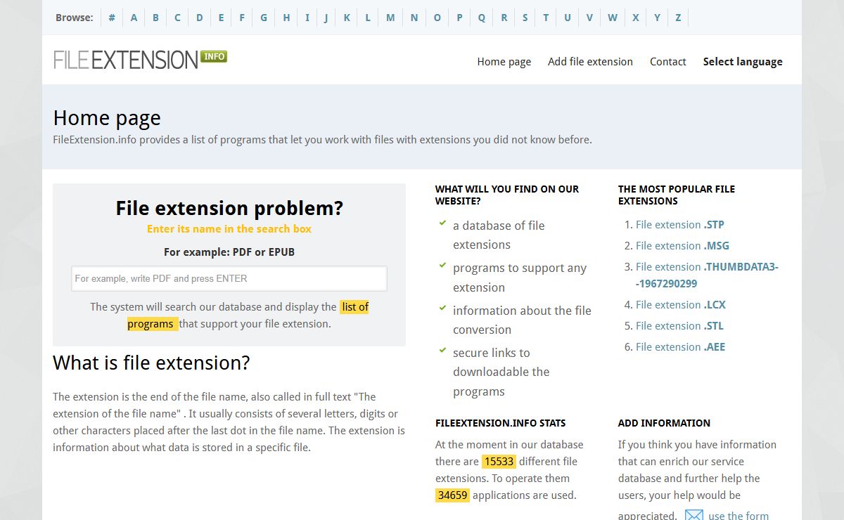 FileExtension.info - All file extensions in one place
