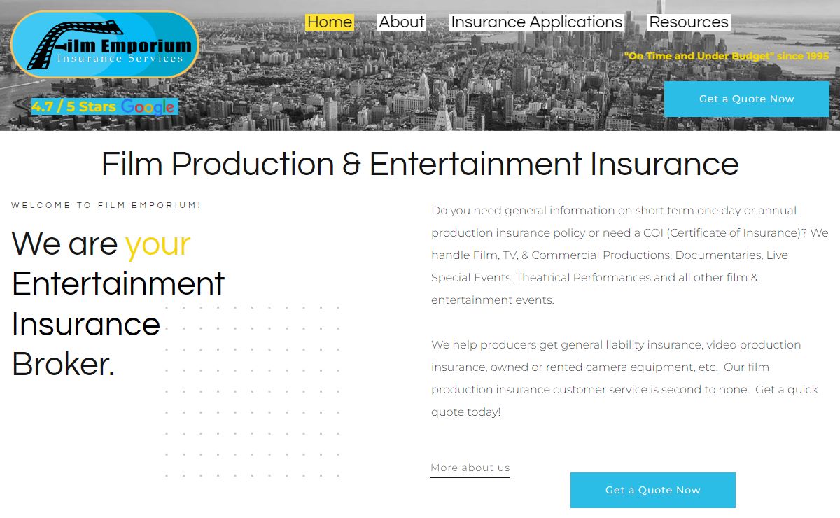 Film & Entertainment Production Insurance Solutions | Film Emporium
