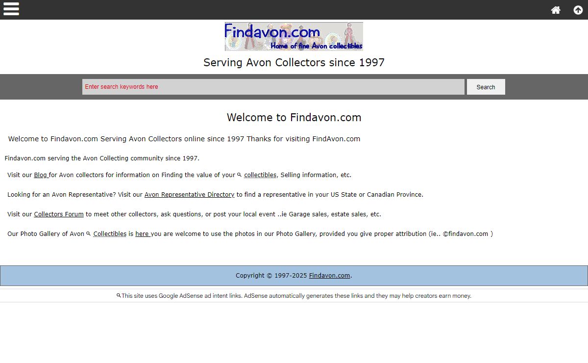 Findavon.com, Serving Avon Collectors since 1997