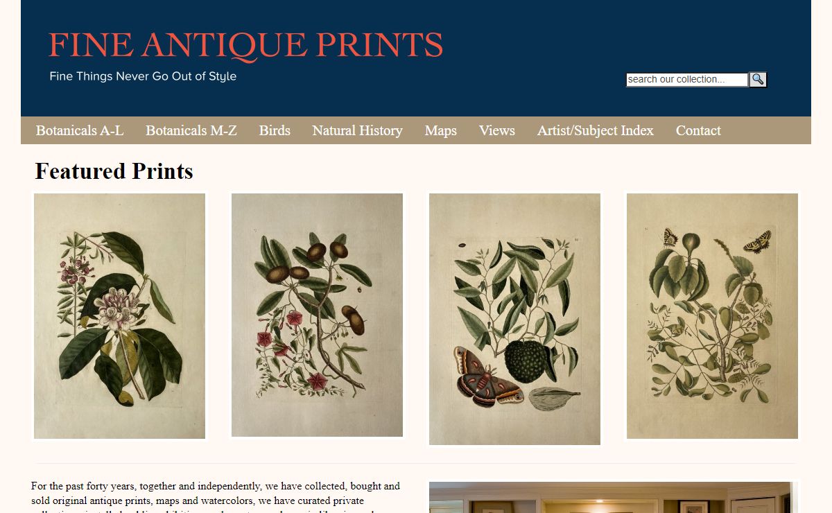 Fine Antique Prints: botanicals, birds, animals, views, maps, ...