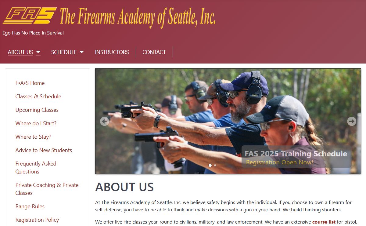 Survival Skills are Learned Through Hands-on Training - The Firearms Academy of Seattle, Inc.