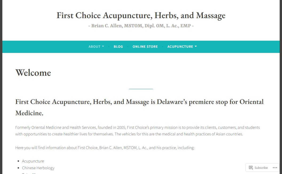 First Choice Acupuncture, Herbs, and Massage – Brian C. Allen, MSTOM, Dipl. OM, L. Ac., EMP