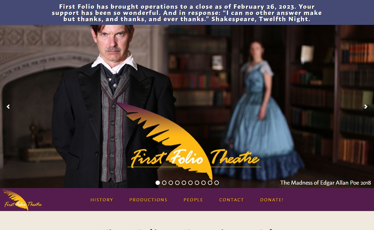 First Folio Theatre | Official Website