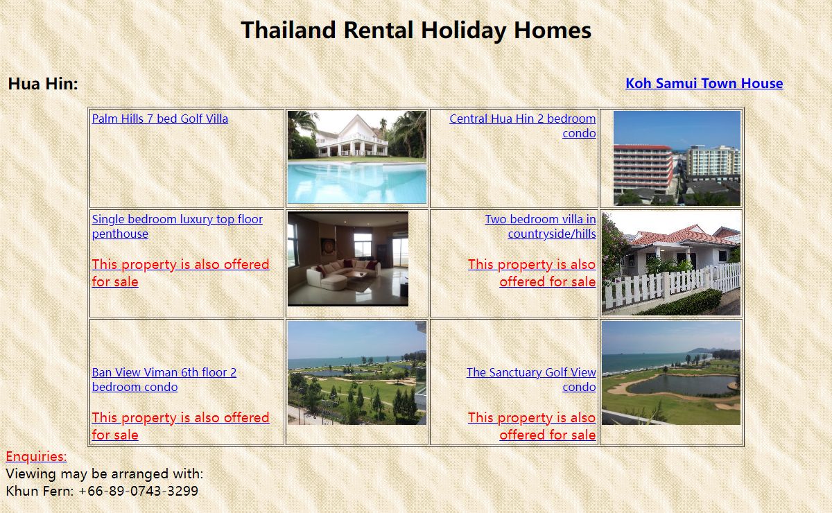Thailand Rental Vacation Homes