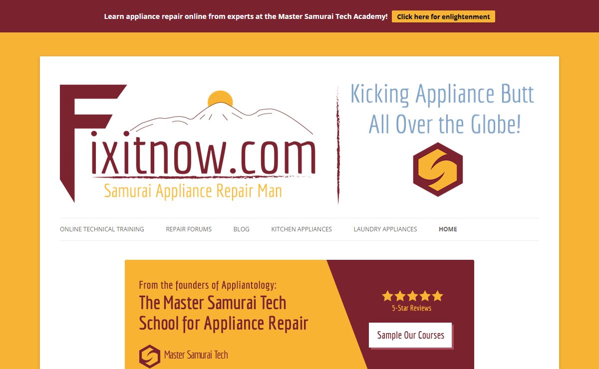 Fixitnow.com Samurai Appliance Repair Man | Your appliance repair weapon of mass instruction for all your appliance repair needs!