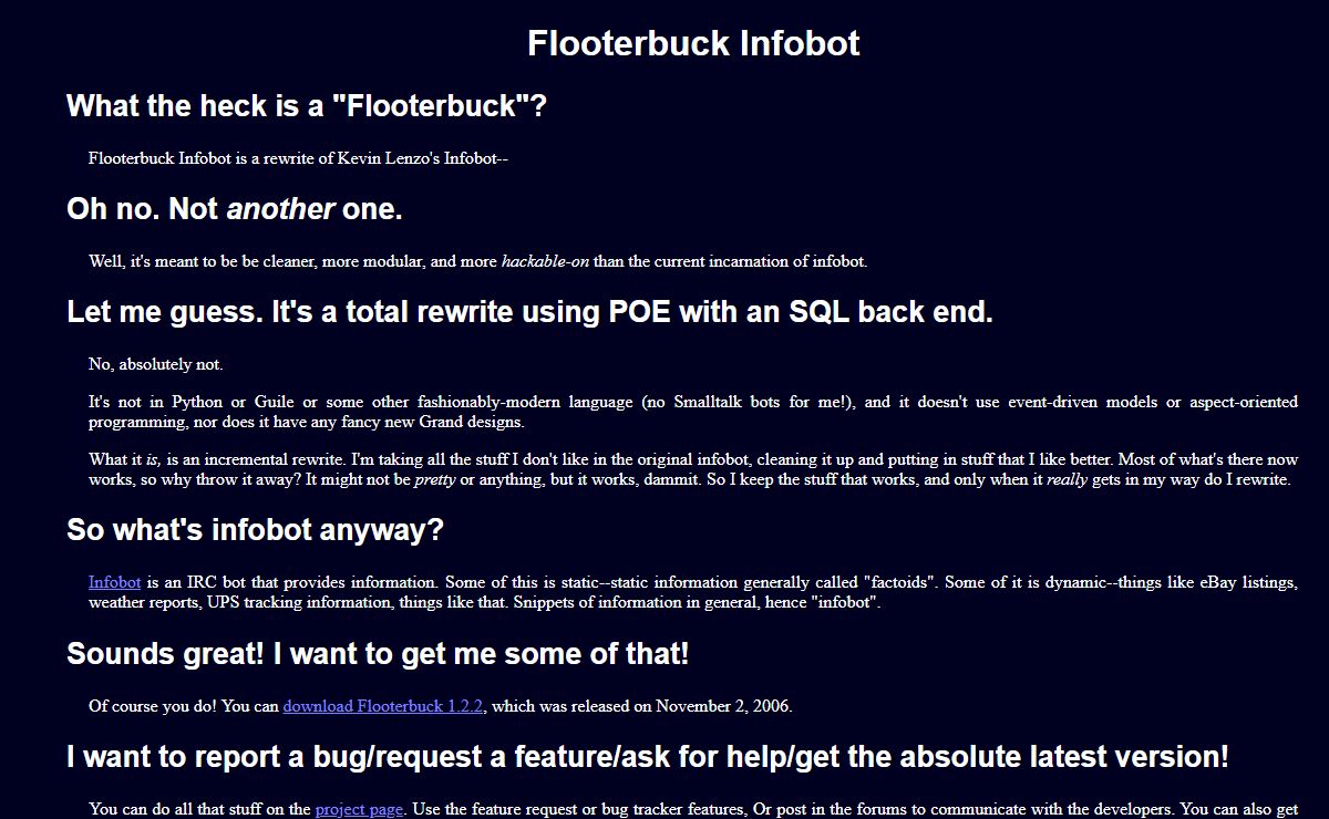 Flooterbuck Infobot - A modular infobot