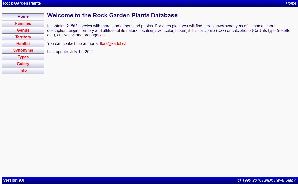 Rock Garden Plant Database