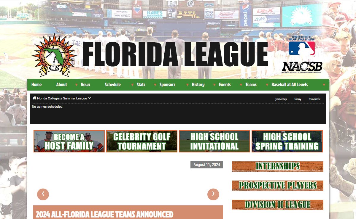 Home Page | Florida Collegiate Summer League - Pointstreak Sites