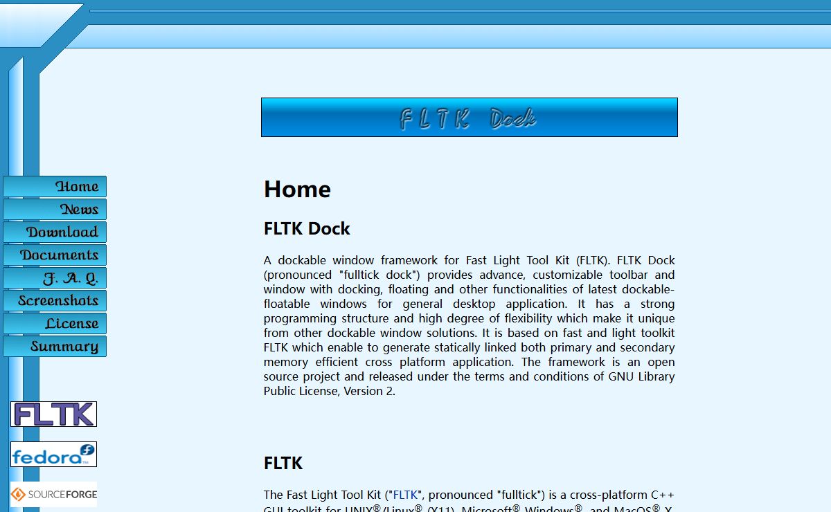 FLTK Dock: Home