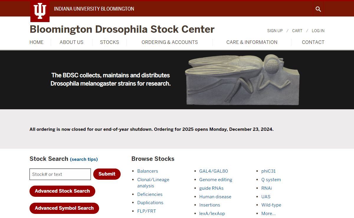 Bloomington Drosophila Stock Center: Indiana University Bloomington