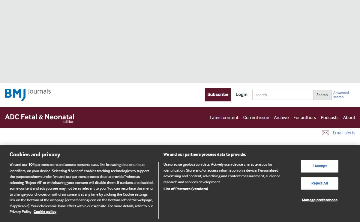 Homepage | ADC Fetal & Neonatal Edition