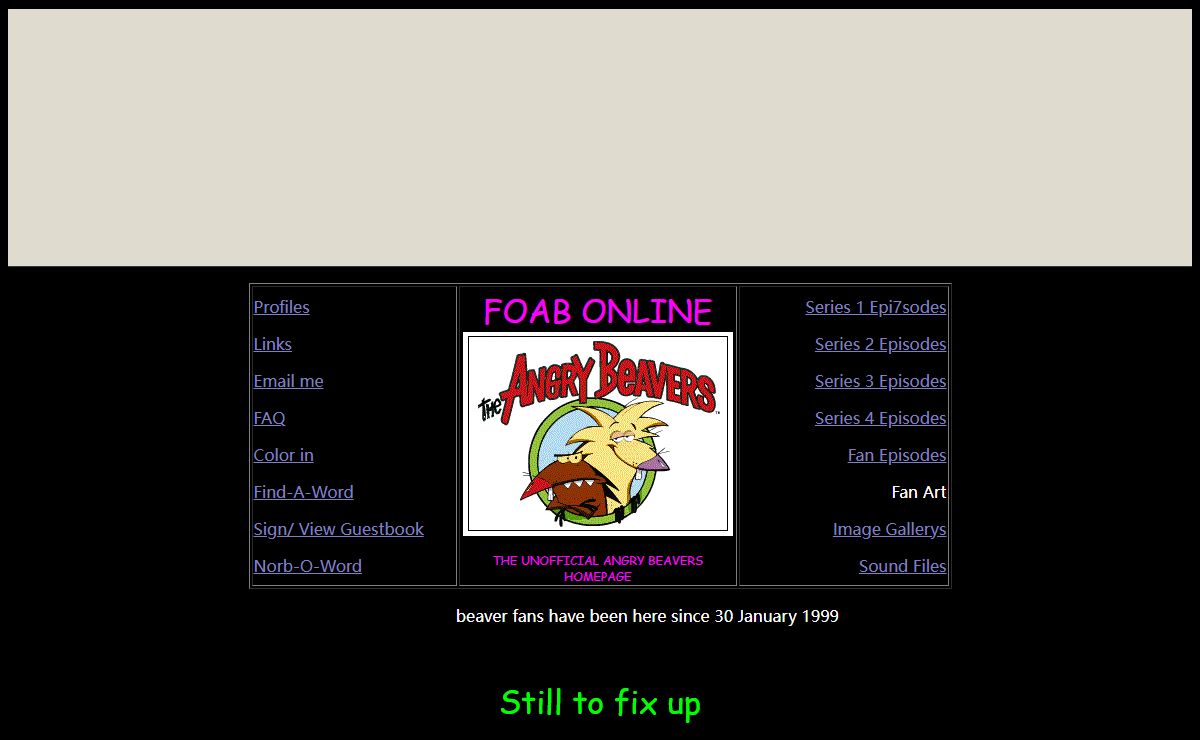 FOAB online! The unofficial angry beavers homepage!