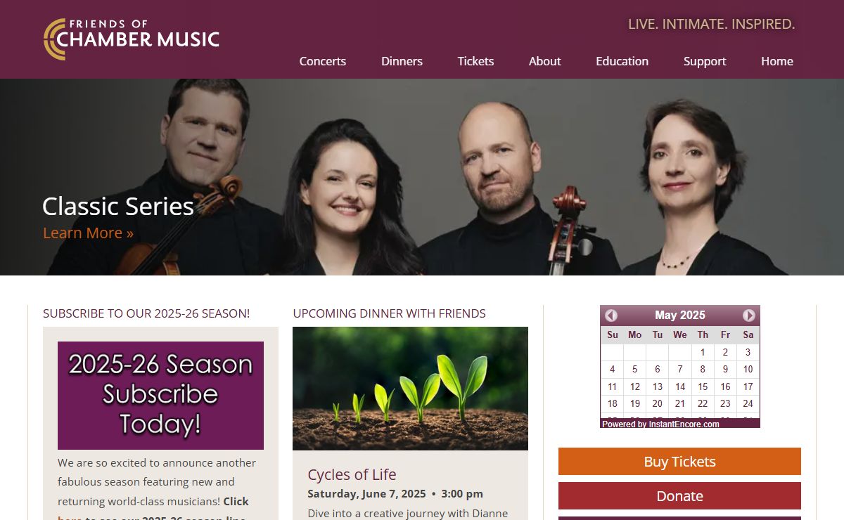 Friends of Chamber Music | A non-profit organization, FOCM is dedicated to presenting the highest quality chamber ensembles in concert, and providing educational outreach to further chamber music in our community. | Portland Oregon