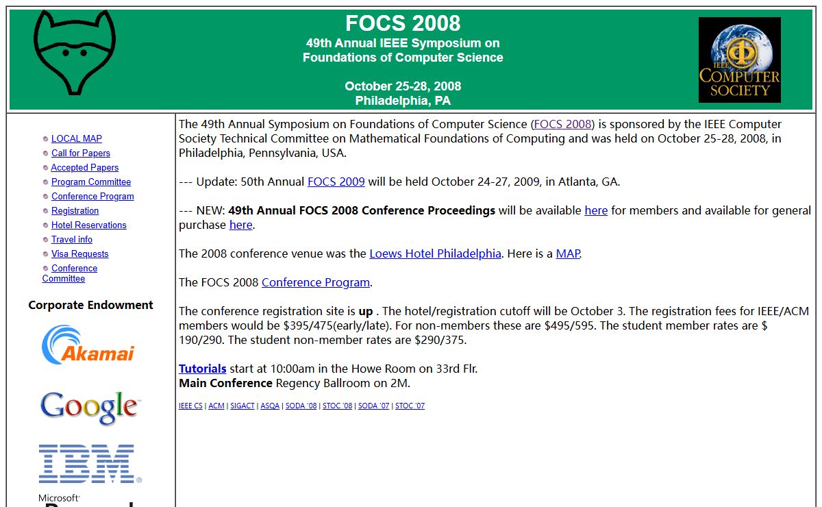 FOCS 2008 Main Page
