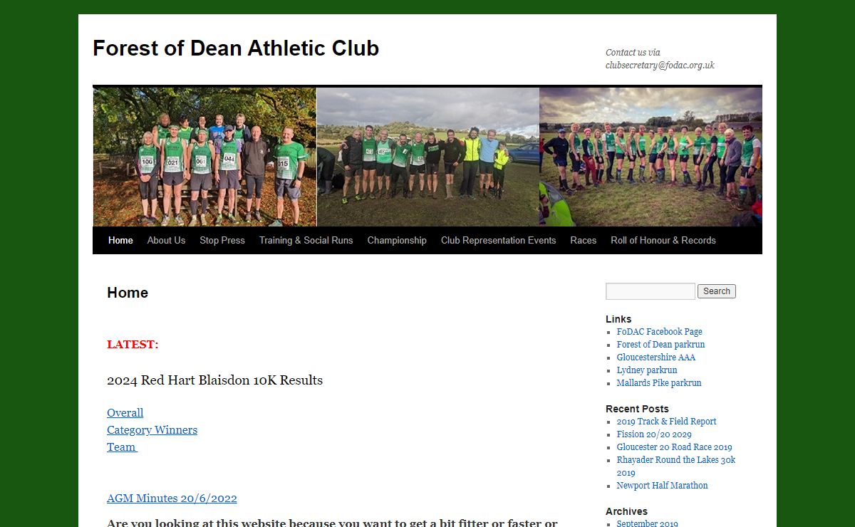 Forest of Dean Athletic Club | Contact us via clubsecretary@fodac.org.uk