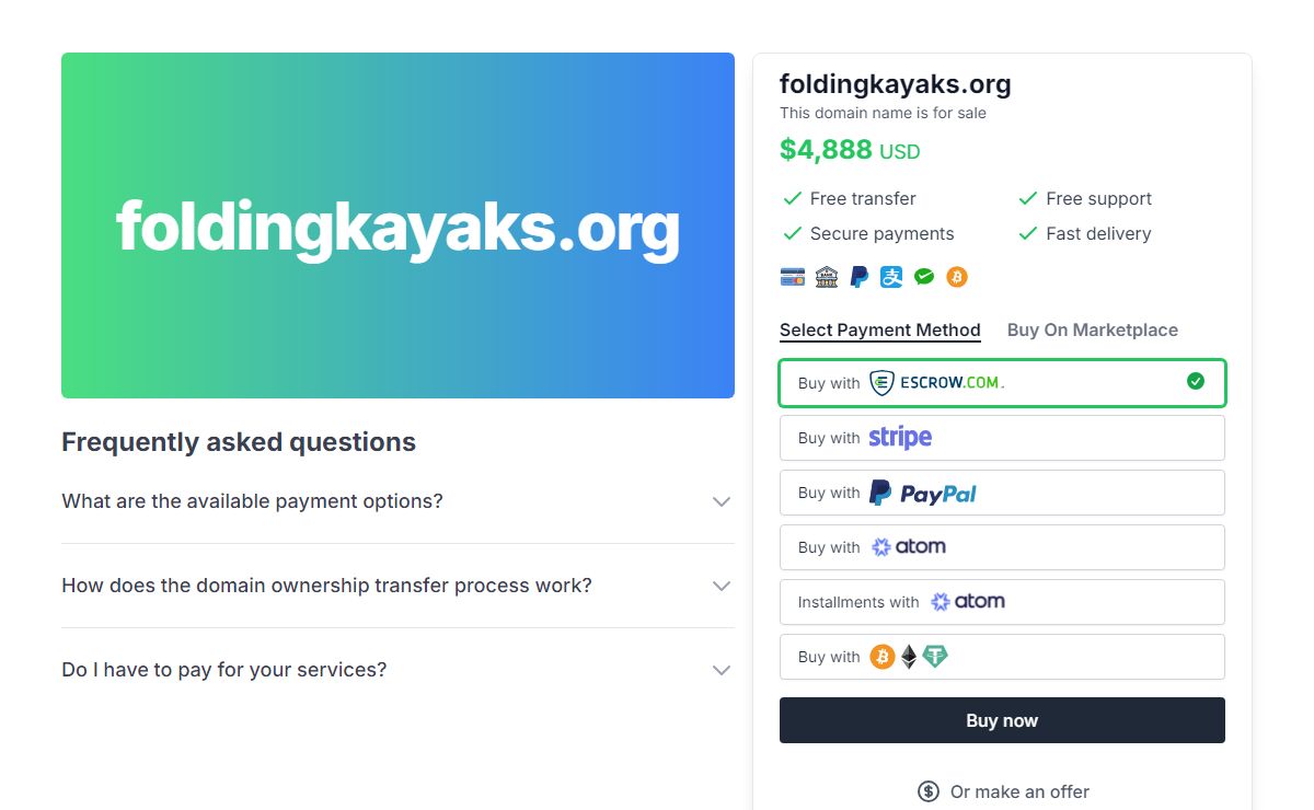 Domain Name For Sale - foldingkayaks.org
