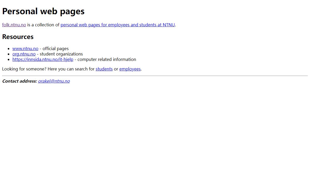 Personal webpages at NTNU