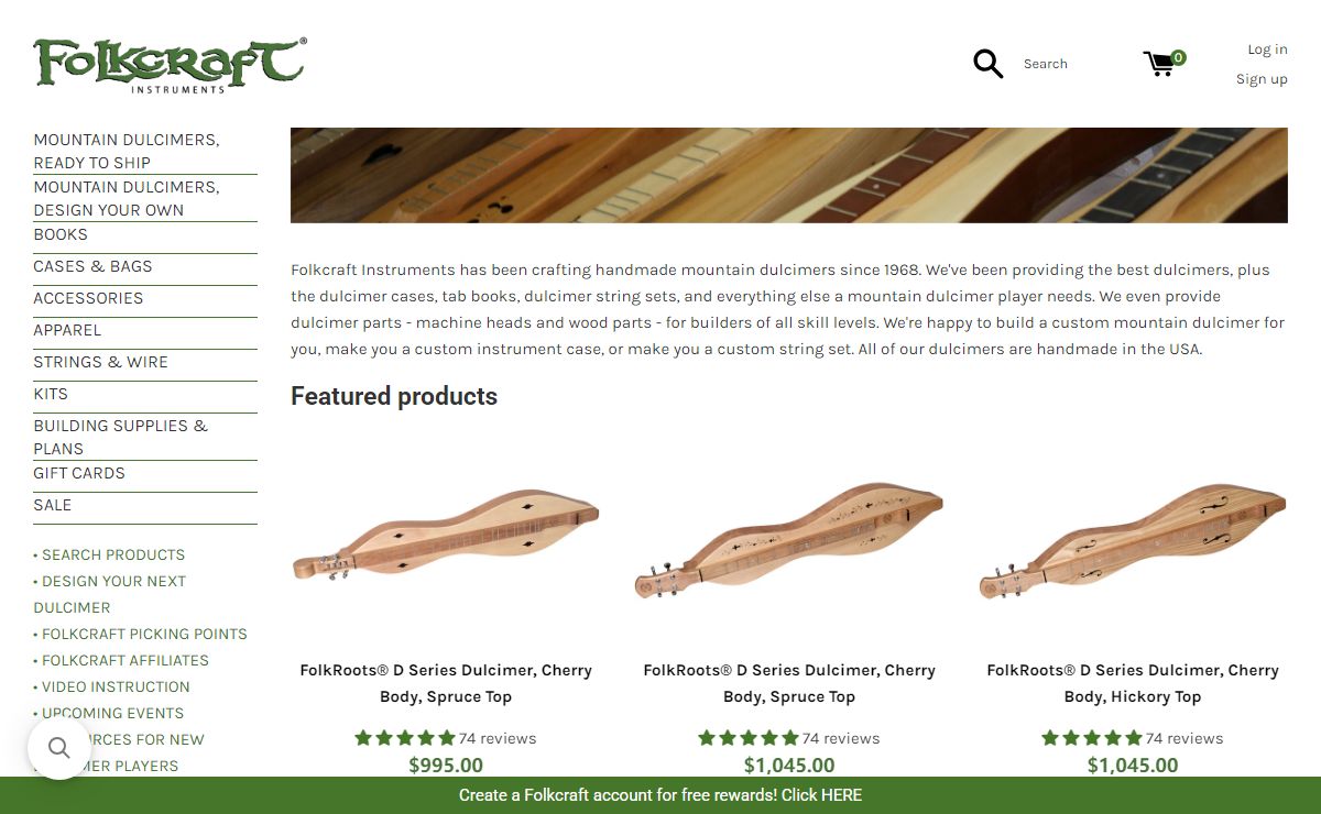 Folkcraft Instruments | Handmade Mountain Dulcimers & More
