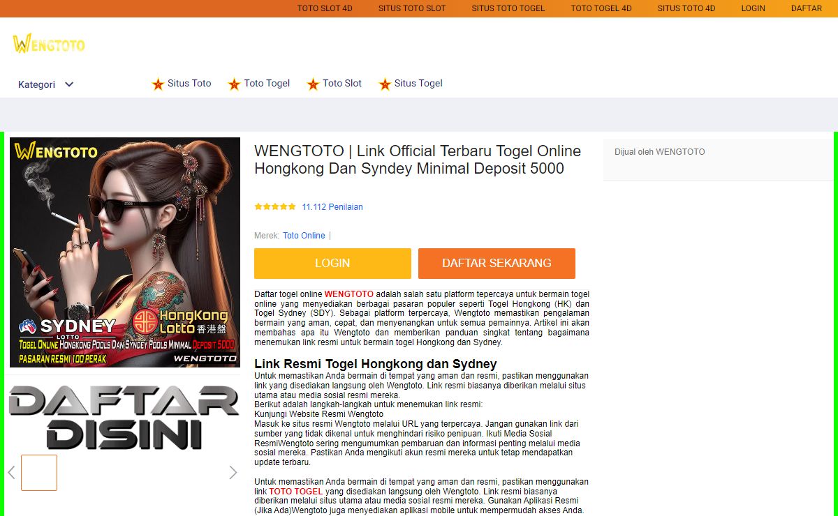 WENGTOTO | Link Official Terbaru Togel Online Hongkong Dan Syndey Minimal Deposit 5000