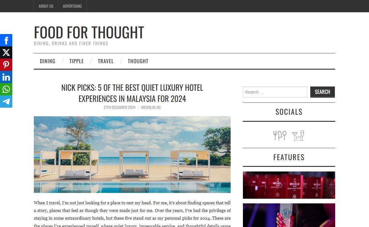 Food For Thought | For the gourmet traveller