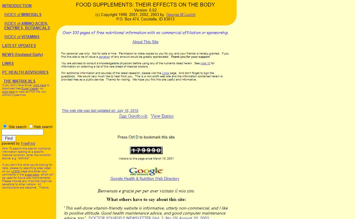 Food Supplements: Their Effects on the Body
