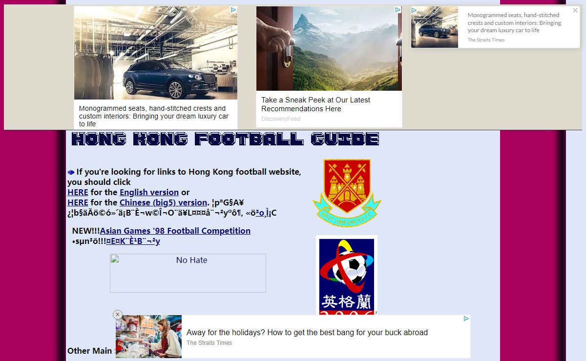 ¨È¬w¨¬²yºô­¶Á`¶× Asian Football Guide (Links to Hong Kong Football Sites & Football Sites in Asia)