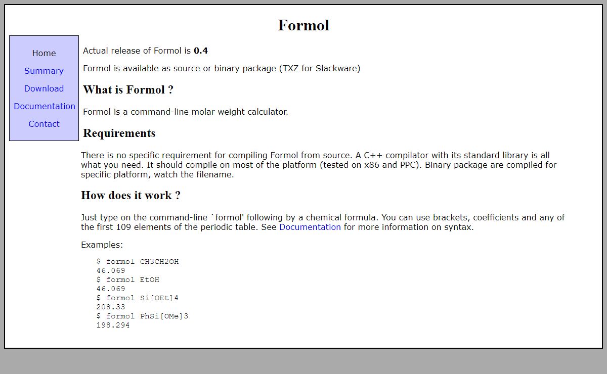 Formol - A command-line molar weight calculator
