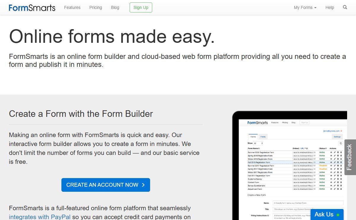 Online Form Builder - Create Forms Now with our Easy Online Form Builder - FormSmarts