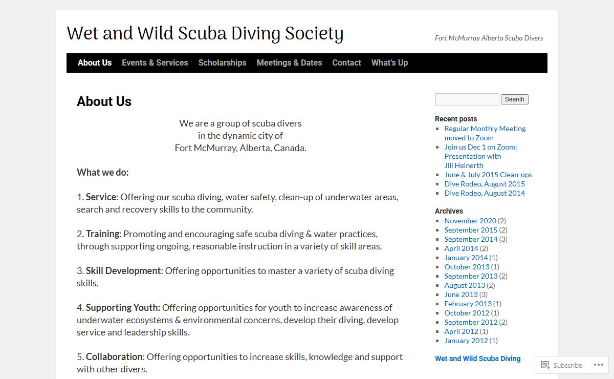 Wet and Wild Scuba Diving Society | Fort McMurray Alberta Scuba Divers