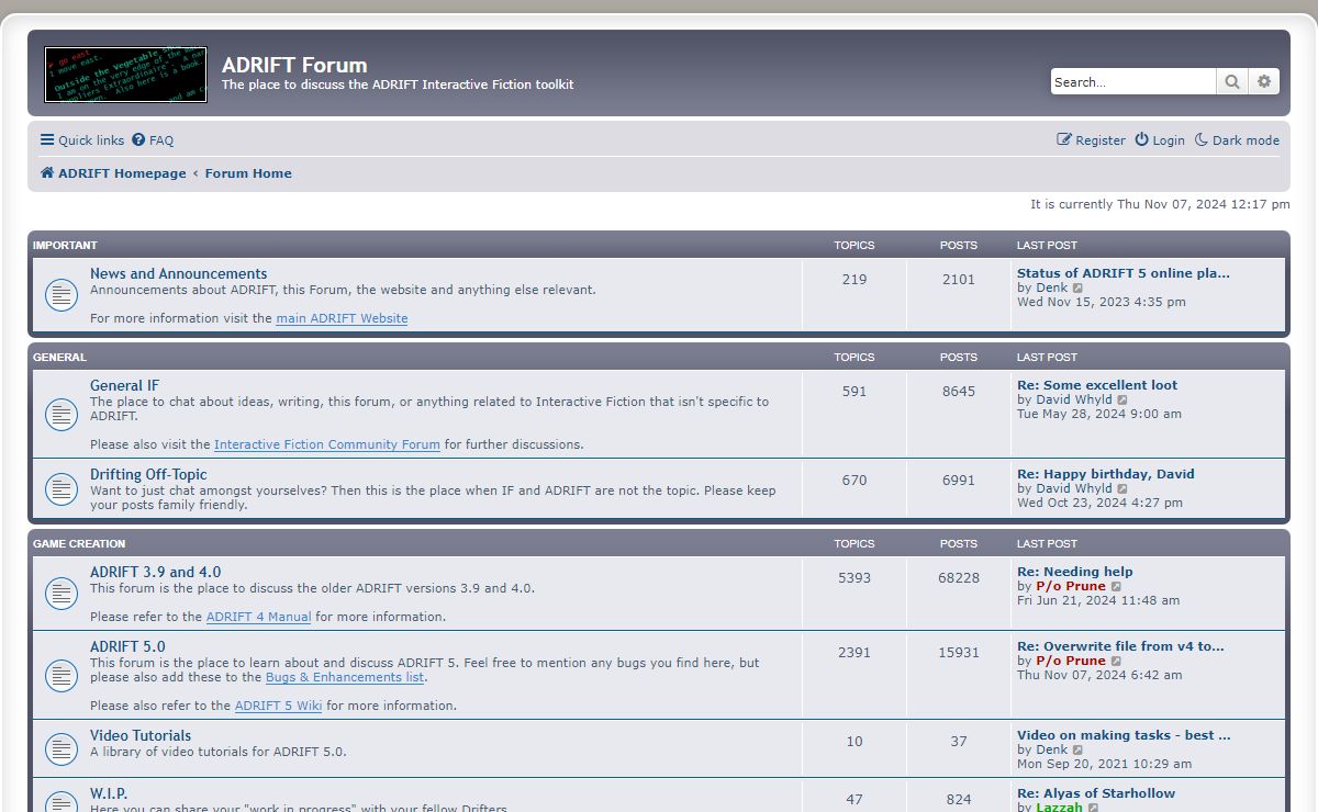 ADRIFT Forum - Forum Home