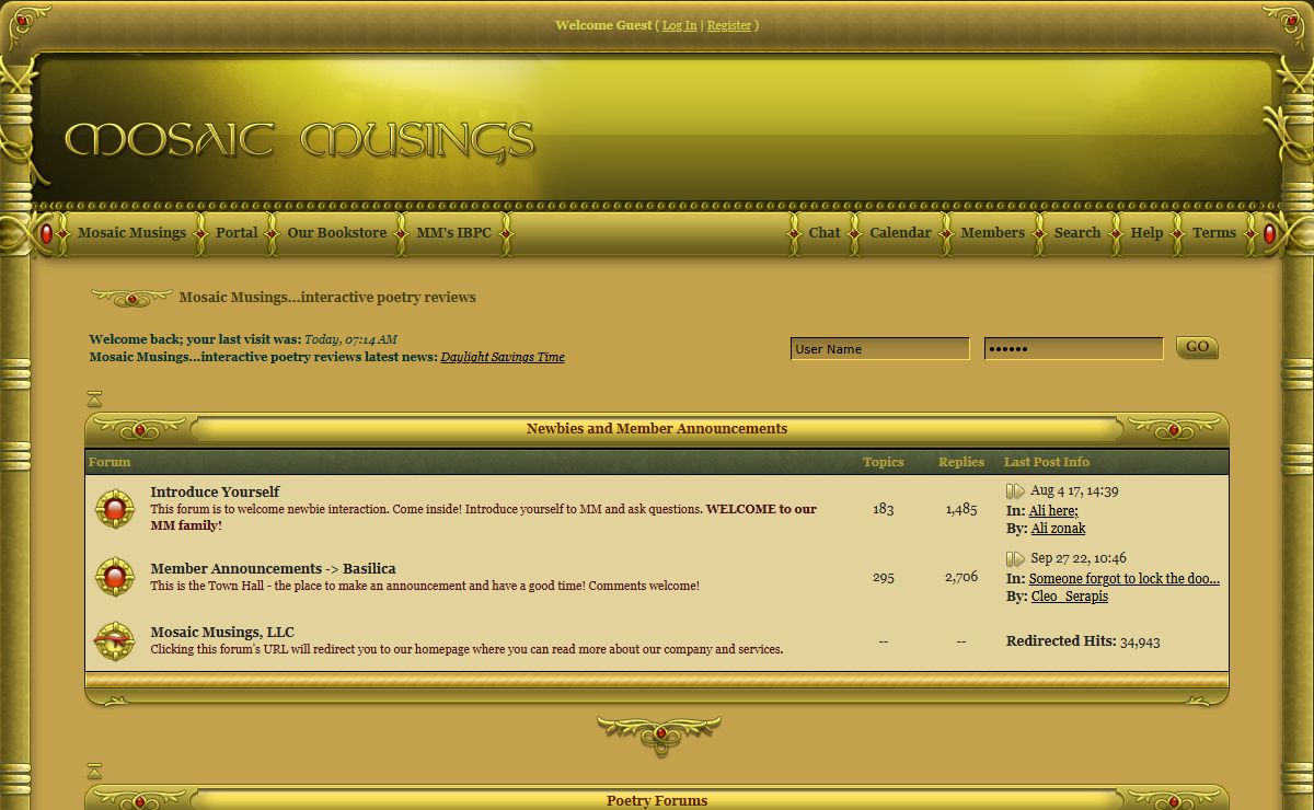 Mosaic Musings...interactive poetry reviews (Powered by Invision Power Board)