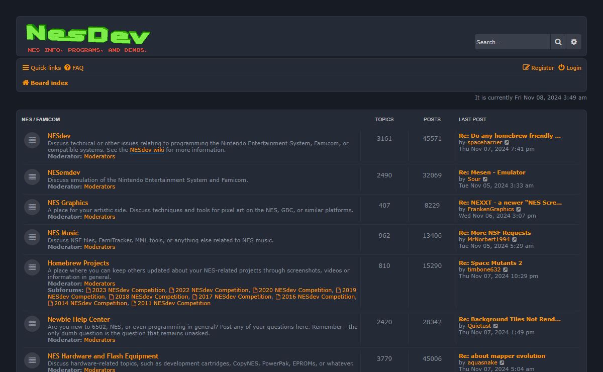 nesdev.org - Index page