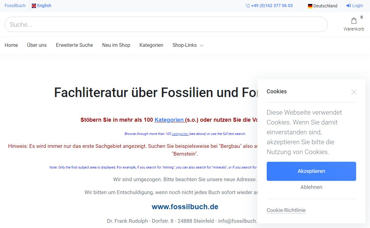 Fossilbuch - Willkommen in unserem Online-Shop