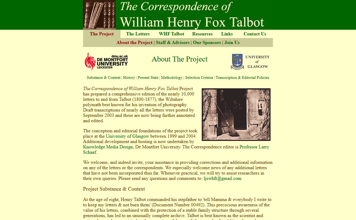 Talbot's Correspondence: About The Project
