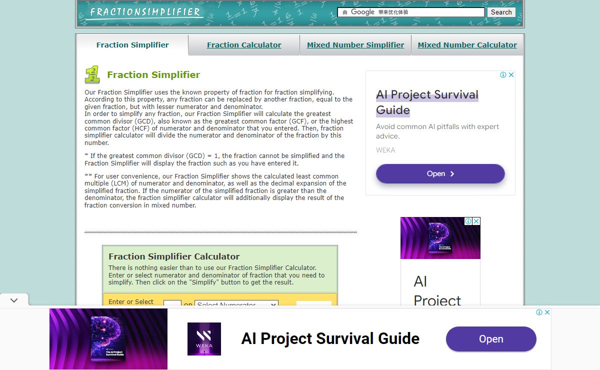 Fraction Simplifier - Fraction Simplifier Calculator