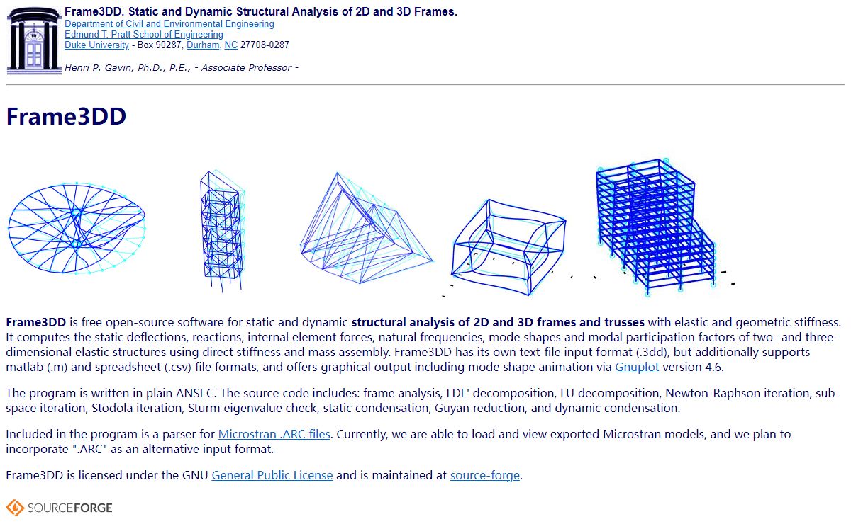 Frame3DD - Static and Dynamic Structural Analysis of 2D and 3D Frames