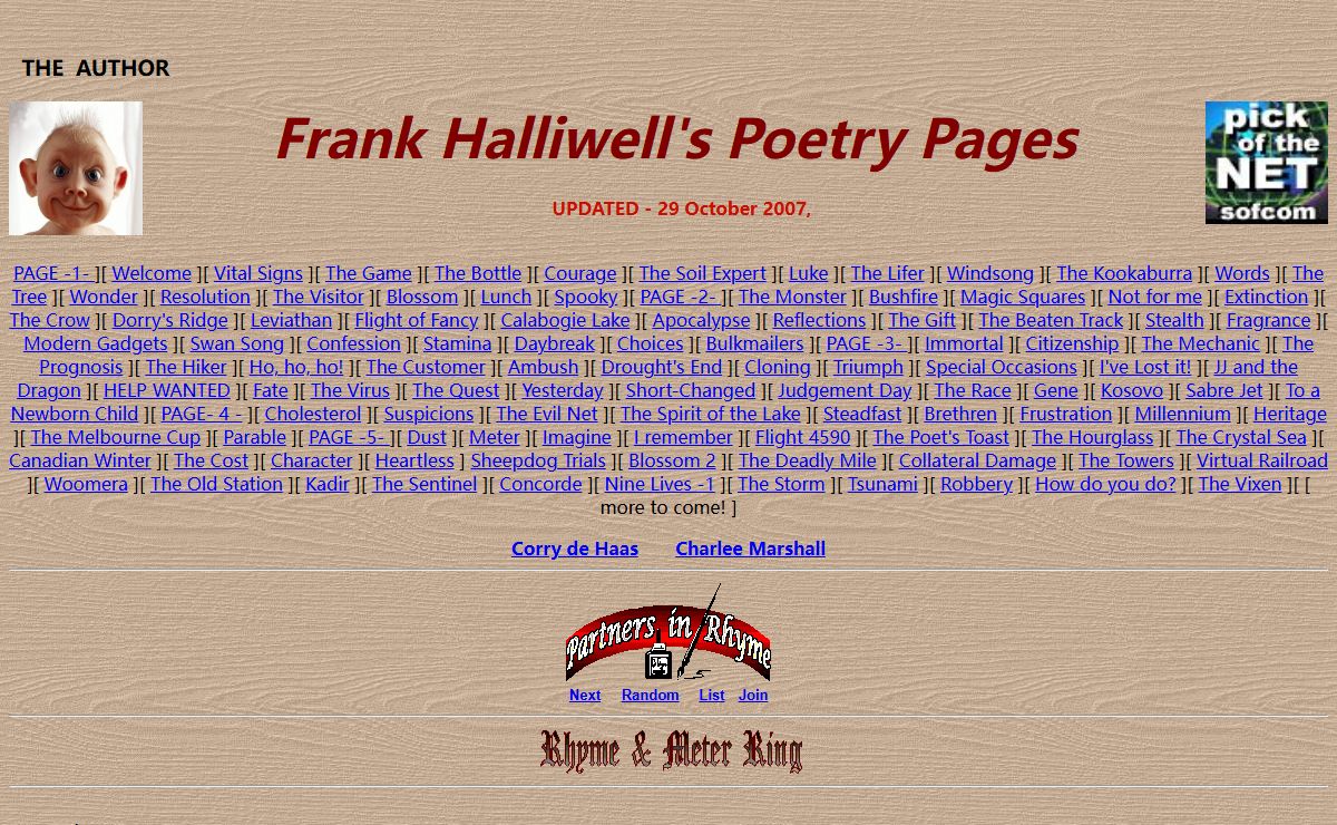Frank Halliwell's Poetry Page