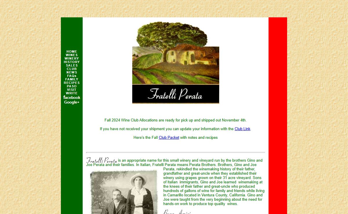 Fratelli Perata Winery Home Page