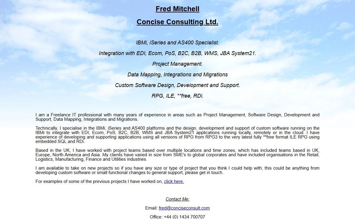 Fred Mitchell - IBMi, iSeries, AS400, RPG, EDI, JBA System21