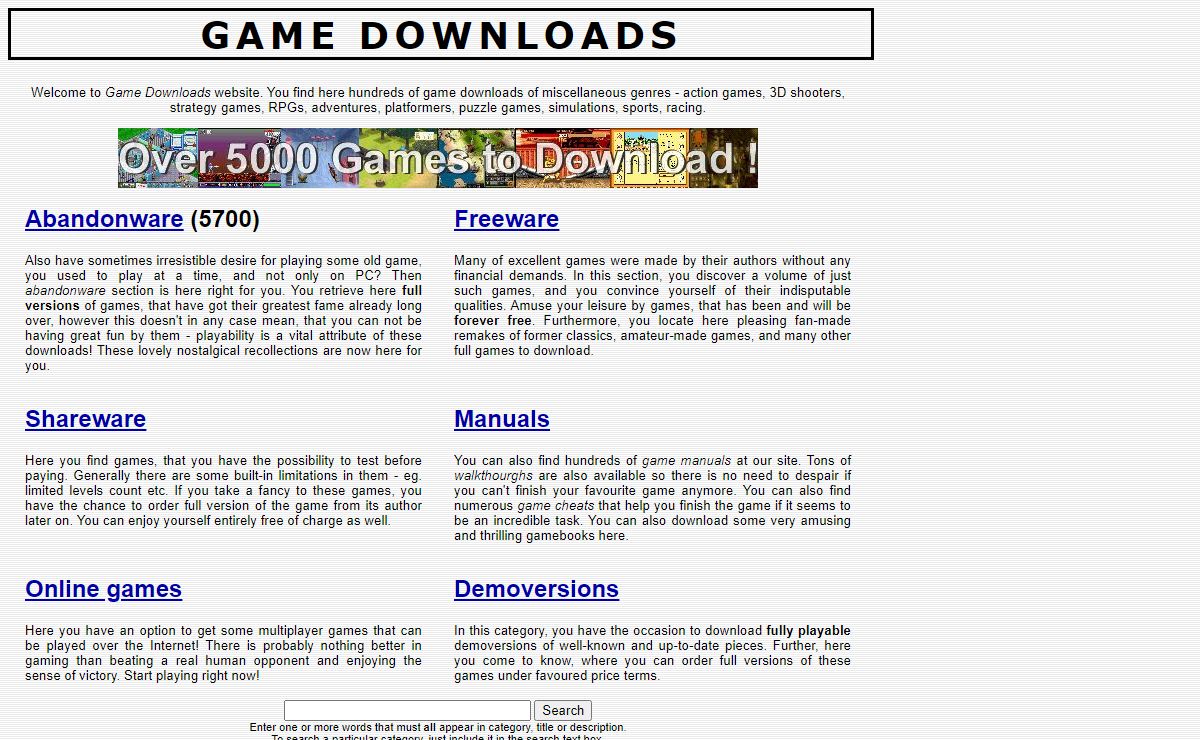 Game Downloads - homepage