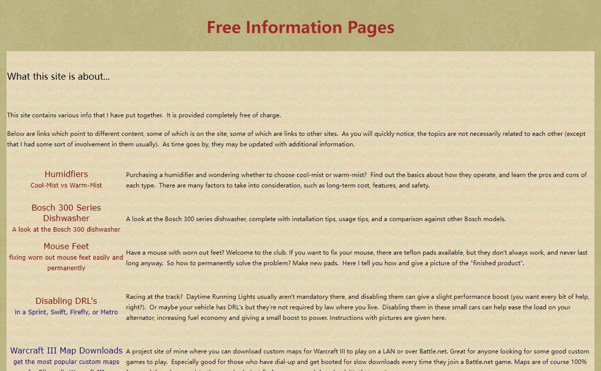 Free Information Pages