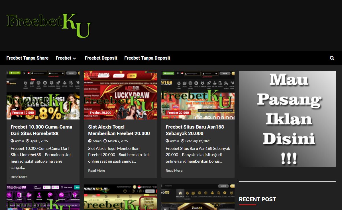 FreebetKu - Situs Berita Freebet Slot Online Indonesia - Kumpulan Informasi Terbaru Taruhan Gratis Slot Online. Terlengkap, Terjamin dan Terpercaya