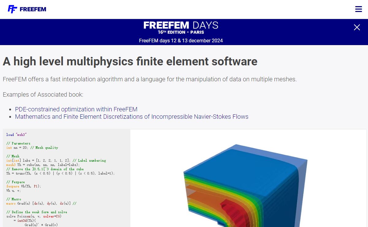 FreeFEM - An open-source PDE Solver using the Finite Element Method